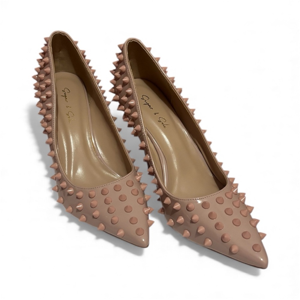 Studded Tan Pumps - Petite Size